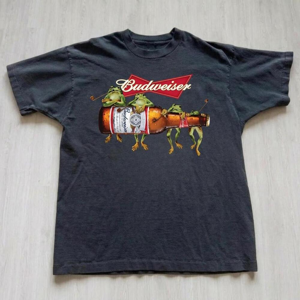 Budweiser Frogs Graphic Tee Black Beer Steetwear Shirt